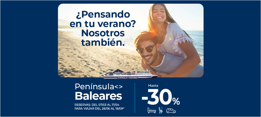 Imagen de RESERVA ANTICIPADA. Hasta un 30% de descuento para viajar a Baleares.